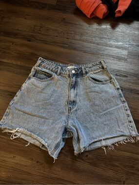 Vintage style high waist long jean shorts